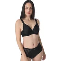 Black Sassa Graphical Jacquard women's bra with wide straps and subtle pattern detailing.