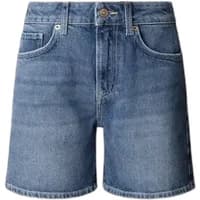Women's blue denim shorts by Pepe Jeans, regular fit, high waist, with front pockets and button closure.