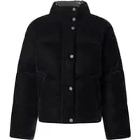 Black women's down jacket Pepe Jeans Rebecca with high collar and snap buttons.