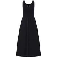 Black sleeveless women's dress, b.young BYSunnia, with a fitted bodice and flared skirt.
