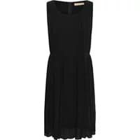 Black sleeveless women's dress with a round neckline and pleated skirt by CULTURE Likea Jesy.