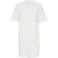 White short-sleeve women's dress by Ichi with a V-neck and relaxed fit.