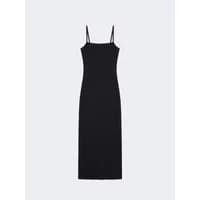 Black sleeveless Project X Paris women's dress with spaghetti straps and a fitted, ankle-length silhouette.