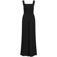Black Trespass Cove women's dress, sleeveless with square neckline and long flowing skirt.