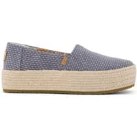 Gray TOMS Valcia women's espadrilles with woven texture and thick jute platform sole.