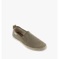 Khaki women's espadrilles by Victoria André with textured canvas upper and jute-wrapped sole.