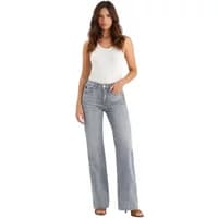 Women's light gray flare jeans, high-waisted with front pockets, by Le Temps des cerises Axis.
