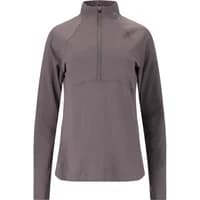 Gray women's fleece jacket with quarter zip and high collar by Endurance.