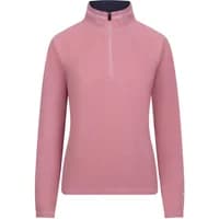 Pink women's fleece Trespass Skylar with half-zip front, high collar, and long sleeves.