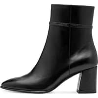 Black leather women's heeled boots Tamaris 1-25336-43 with block heel and ankle-high design.