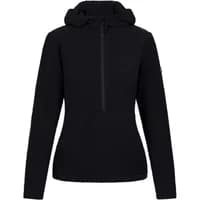 Black women's hooded fleece Trespass Metraya with front zipper and long sleeves.
