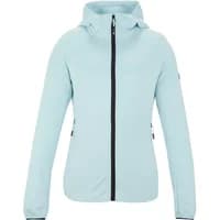 Light blue women's Regatta Ferna jacket with hood, black zipper, and two side pockets.