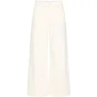 White wide-leg women's jeans by b.young Lydia, featuring high waist and button closure.