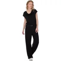 Black Ragwear Adatta women's jumpsuit with short sleeves, scoop neckline, and belted waist.