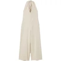 Cream-colored women's jumpsuit with halter neck and bow detail, wide-leg design by Stefanel.