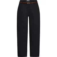 Women's large black chino trousers by b.Young with a slim brown belt.