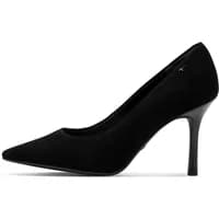 Black leather women's heels with pointed toe and slender stiletto heel, Tamaris 1-22447-46.