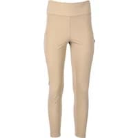 Beige high-waisted women's leggings with a wide waistband and sleek, fitted design by Endurance Janney.