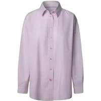 Women's long sleeve shirt by Pepe Jeans, light pink, button-up front, classic collar, relaxed fit.