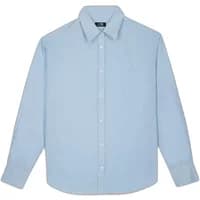 Light blue women's long sleeve shirt by TBS Tahis with button-down front and classic collar.