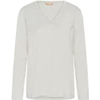 White long sleeve V-neck T-shirt by CULTURE, simple design, lightweight fabric.
