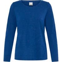 Blue women's long sleeve T-shirt by Ichi, featuring a round neckline and a simple, fitted design.