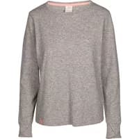 Gray women's long sleeve T-shirt Trespass Karen, crew neck, soft fabric, subtle pink trim inside collar.