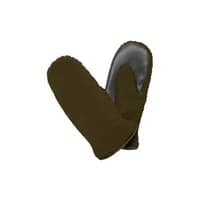 Black and brown women's mittens by Ichi Nadine, featuring a sleek leather palm and soft fabric exterior.