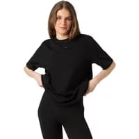 Black oversized women's T-shirt by Björn Borg, featuring a relaxed fit and short sleeves.