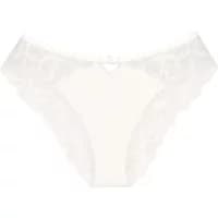 Women's Triumph Wild Gardenia Florale Tai panties, white with lace trim and floral embroidery.