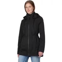 Black Ragwear Dakkota women's parka with hood, drawstring waist, and front zipper closure.