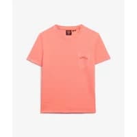 Coral pink Superdry women's pocket T-shirt, short sleeves, crew neck, small chest pocket.