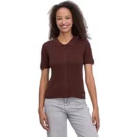 Brown Ragwear Travolto women's polo shirt with short sleeves, button-up front, and classic collar.