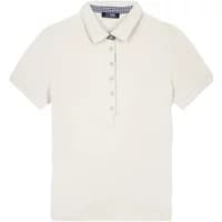 White women's polo shirt TBS Lizzi with short sleeves, buttoned placket, and classic collar.