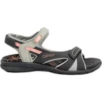 Black and gray women's sandals Chiruca Finisterre 01 with pink accents, adjustable straps, and cushioned sole.