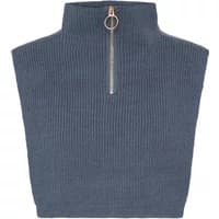 Blue ribbed women's scarf Ichi IAOSAKA with a high collar and silver zipper detail.
