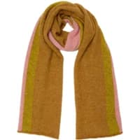 Women's Stefanel scarf, color-block design with mustard, pink, and olive green stripes.