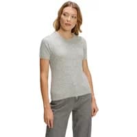 Gray short sleeve women's sweater by Greenpoint, featuring a fitted design and round neckline.
