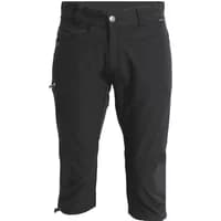 Black Dobsom Moss Capri women's shorts with knee-length cut, front button closure, and side zippered pockets.