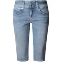 Light blue denim women's shorts by Pepe Jeans with front pockets and button closure.