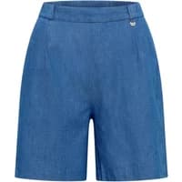 Women's Ragwear Nerria Denim shorts in blue with high waist and small metal logo detail.