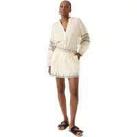 Cream Artlove Auralys women's skirt with embroidered hem and elastic waistband, paired with matching top.