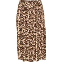 Leopard print women's skirt by KAFFE Curve, mid-length with elastic waistband and flowy fit.