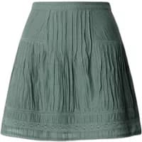 Green pleated women's skirt by Pepe Jeans with textured fabric and lace trim at the hem.