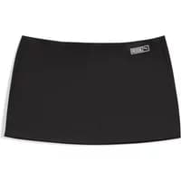 Black Puma Micro women's skirt with logo on waistband, sleek design, and above-knee length.