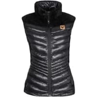 Black DEGRE7 Gaya women's sleeveless jacket with high collar and quilted design.