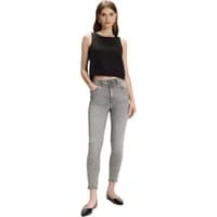 Women's slim denim jeans in light gray with a high waist and ankle-length cut by Greenpoint.