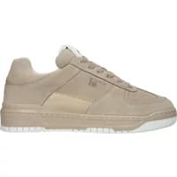 Beige Blackstone Tufa Greer women's sneakers with suede finish, lace-up design, and white rubber sole.