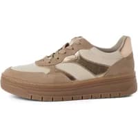 Beige and brown women's Tamaris sneakers with suede accents and chunky sole.