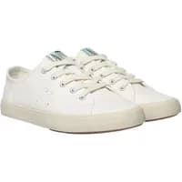 White TBS Friddah women's sneakers with lace-up design and beige rubber sole.